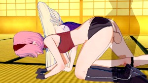 Naruto - Sakura Haruno X Ino Yamanaka Threesome 3D Hentai