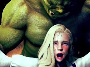 Big ork fuck with the beautiful girl at the cave - HMV 3d hentai animation