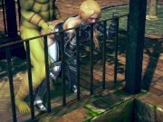 3d hentai animation - Female knight lose to monster ork eposode2
