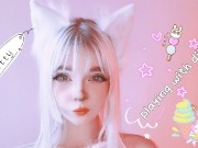 Cat girl fucks her pussy two dildo